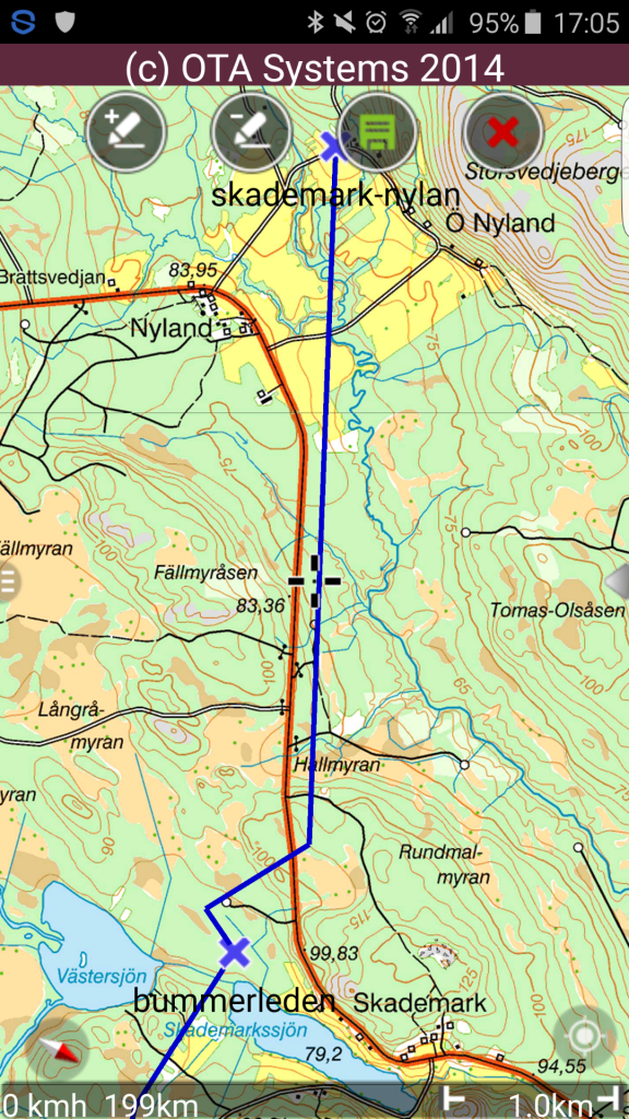 Översiktskarta Nyland, Skademark, Källfors, Salberg och Toppstugan